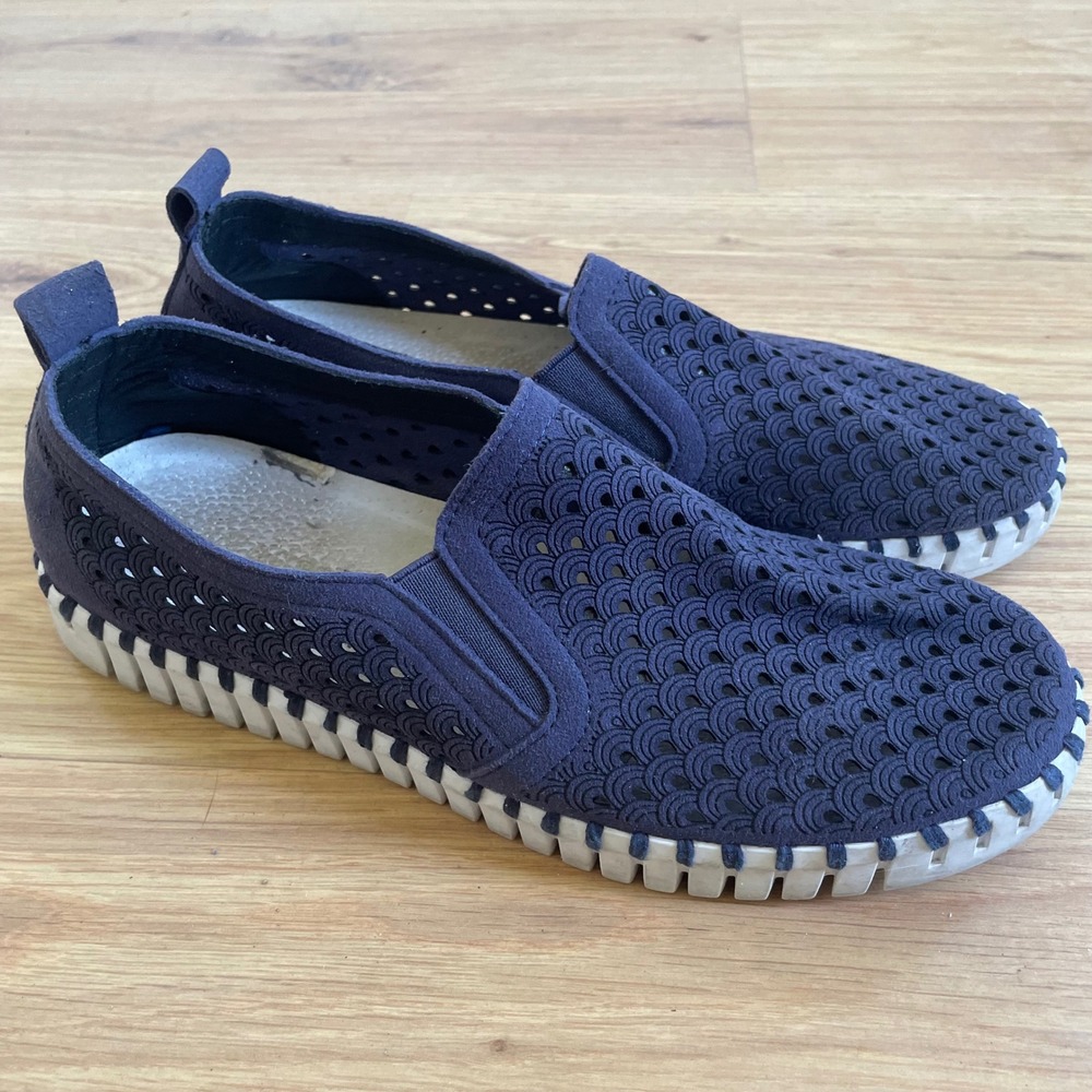 Ilse Jacobsen Hornbaek TULIP140 Navy Blue Faux Leather sz 38/8